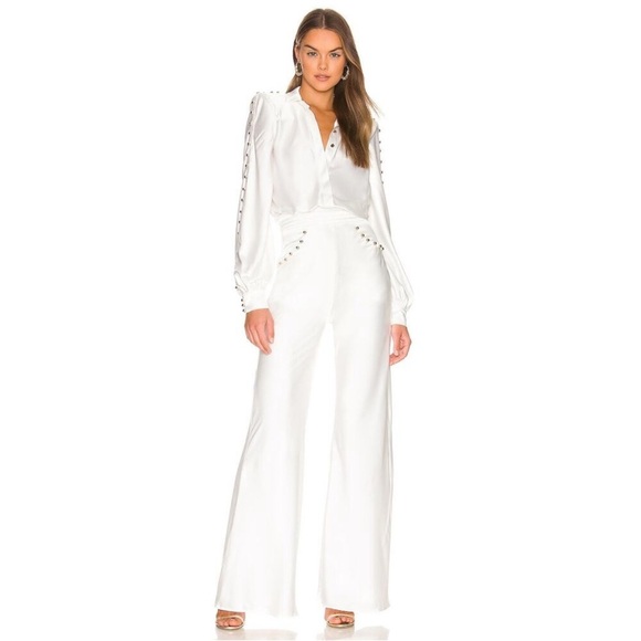 Zhivago Pants - NWT Zhivago Baby Jane Jumpsuit Long Sleeve White Gold Tone Button